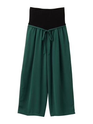 マタニティ パンツ|【産前産後対応】【セットアップ可】ツイルワイドパンツ【出産後も長く使える】|グリーン