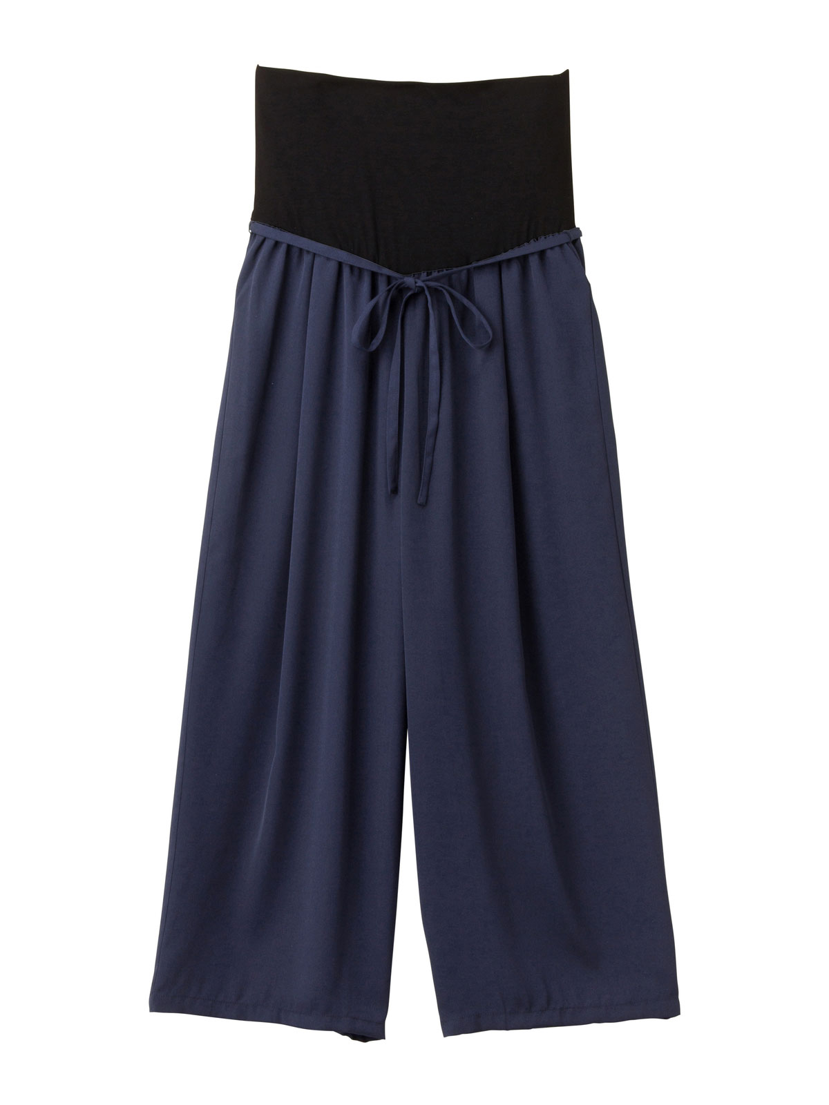 マタニティ パンツ|【産前産後対応】【セットアップ可】ツイルワイドパンツ【出産後も長く使える】|ネイビー