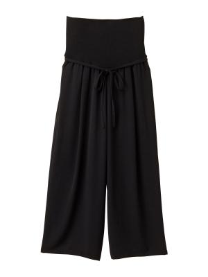 マタニティ パンツ|【産前産後対応】【セットアップ可】ツイルワイドパンツ【出産後も長く使える】|ブラック