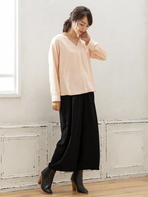 マタニティ パンツ|【産前産後対応】【セットアップ可】ツイルワイドパンツ【出産後も長く使える】|ブラック