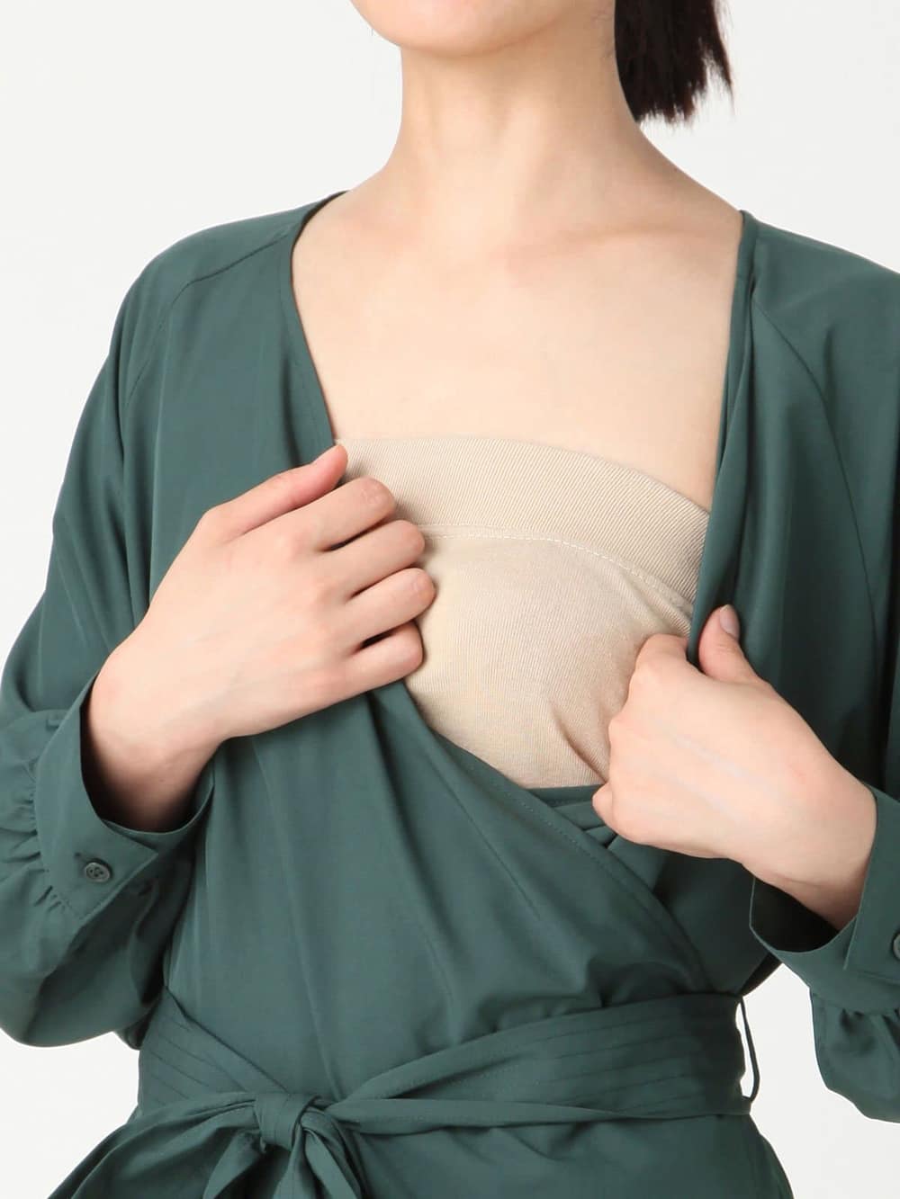 マタニティ ワンピース|【シワになりにくい】カシュクールトレンチライク2WAYワンピース　マタニティ・授乳服【出産後も長く使える】