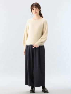 株主優待カテゴリー|【産前産後対応】T/Rツイルタックワイドパンツ|ネイビー