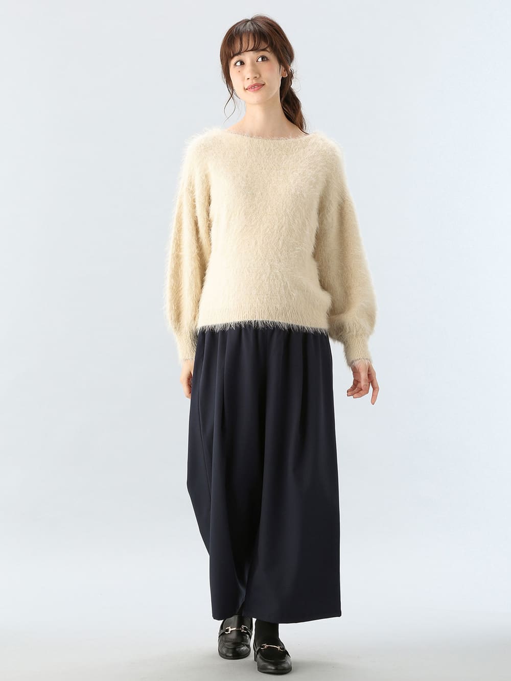 株主優待カテゴリー|【産前産後対応】T/Rツイルタックワイドパンツ