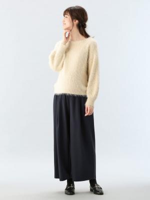 株主優待カテゴリー|【産前産後対応】T/Rツイルタックワイドパンツ|ネイビー