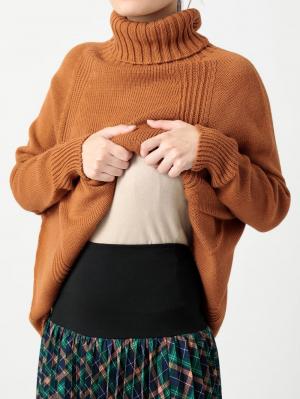 マタニティ トップス|【日本製】授乳ケープにもなる 3Dホールガーメントタートルニットマタニティポンチョ　マタニティ・授乳服【出産後も長く使える】