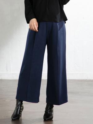 【産前産後対応】センタープレスナチュラルワイドクロップドパンツ【出産後も長く使える】22918