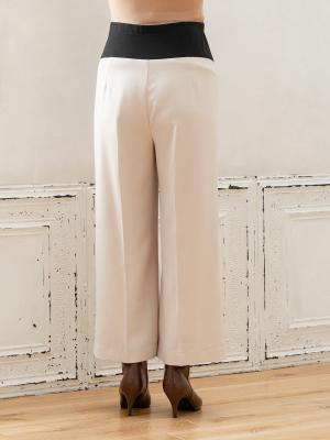 マタニティ パンツ|【産前産後対応】センタープレスナチュラルワイドクロップドパンツ【出産後も長く使える】