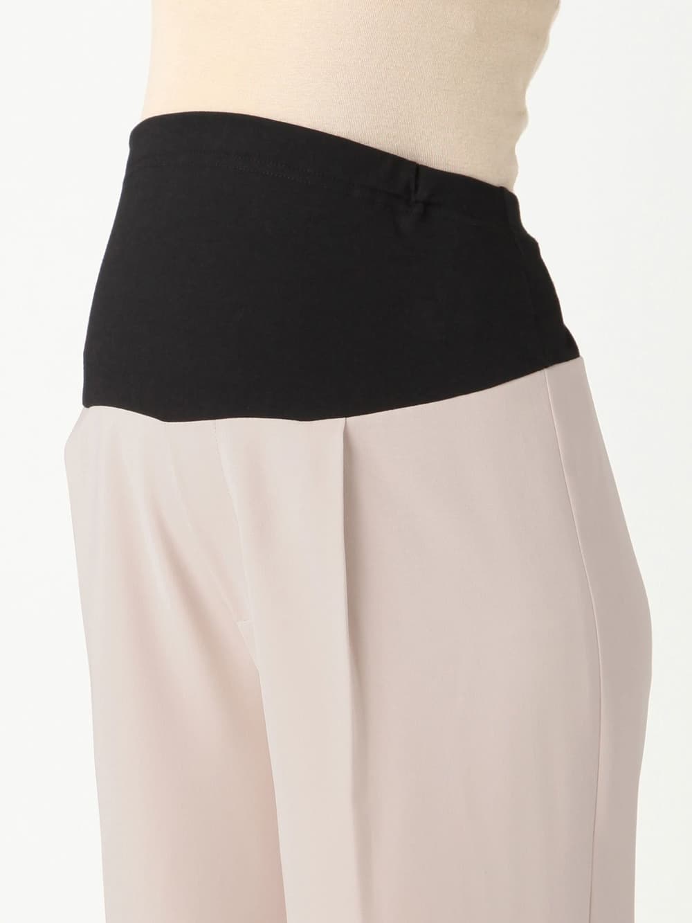 マタニティ パンツ|【産前産後対応】センタープレスナチュラルワイドクロップドパンツ【出産後も長く使える】