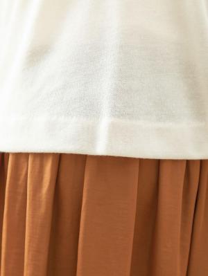 マタニティ ワンピース|八分袖異素材ギャザーロングワンピース　マタニティ・授乳服