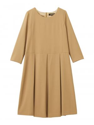 マタニティ ワンピース|七分袖タックワンピース　マタニティ・授乳服【出産後も長く使える】|ベージュ