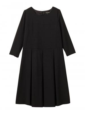 マタニティ ワンピース|七分袖タックワンピース　マタニティ・授乳服【出産後も長く使える】|ブラック