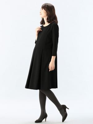 マタニティ ワンピース|七分袖タックワンピース　マタニティ・授乳服【出産後も長く使える】|ブラック