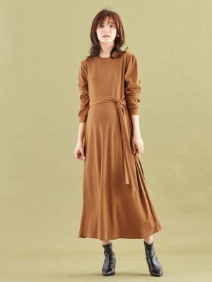 マタニティ ワンピース|テレコフレアロングワンピース マタニティ・授乳服【出産後も長く使える】|キャメル