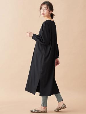 アウトレット|【シワになりにくい】サイドスリットスキッパーロングワンピース　マタニティ・授乳服【出産後も長く使える】