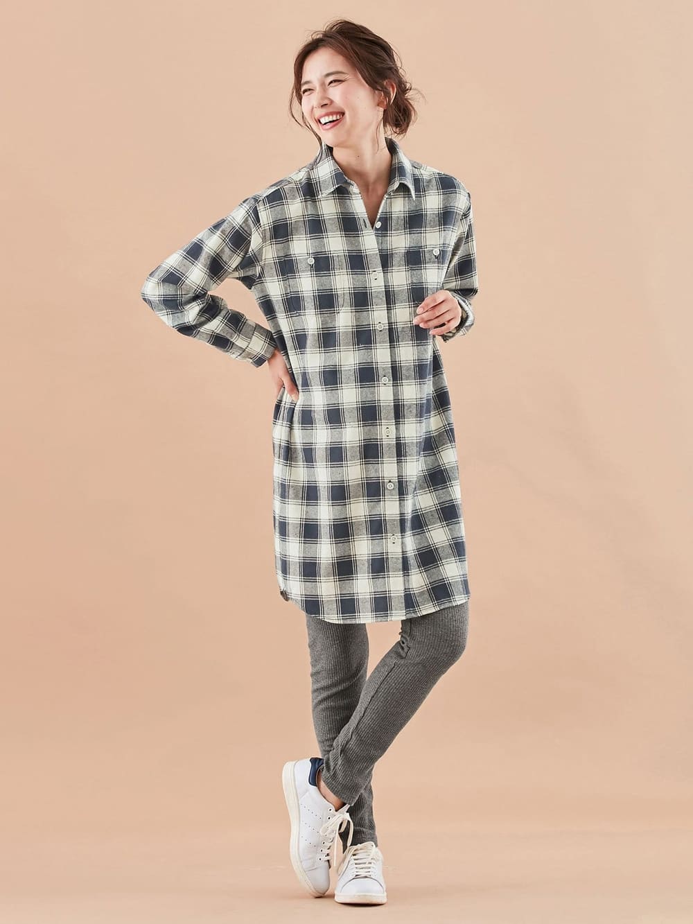 マタニティ ワンピース|シャツワンピース　マタニティ・授乳服【出産後も長く使える】|ネイビー