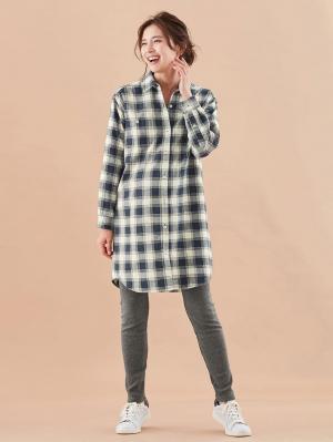 マタニティ ワンピース|シャツワンピース　マタニティ・授乳服【出産後も長く使える】|ネイビー