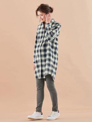 マタニティ ワンピース|シャツワンピース　マタニティ・授乳服【出産後も長く使える】|ネイビー