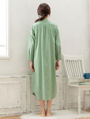 マタニティ パジャマ・ルームウェア|【授乳口付】ストライプ綿起毛ネグリジェ