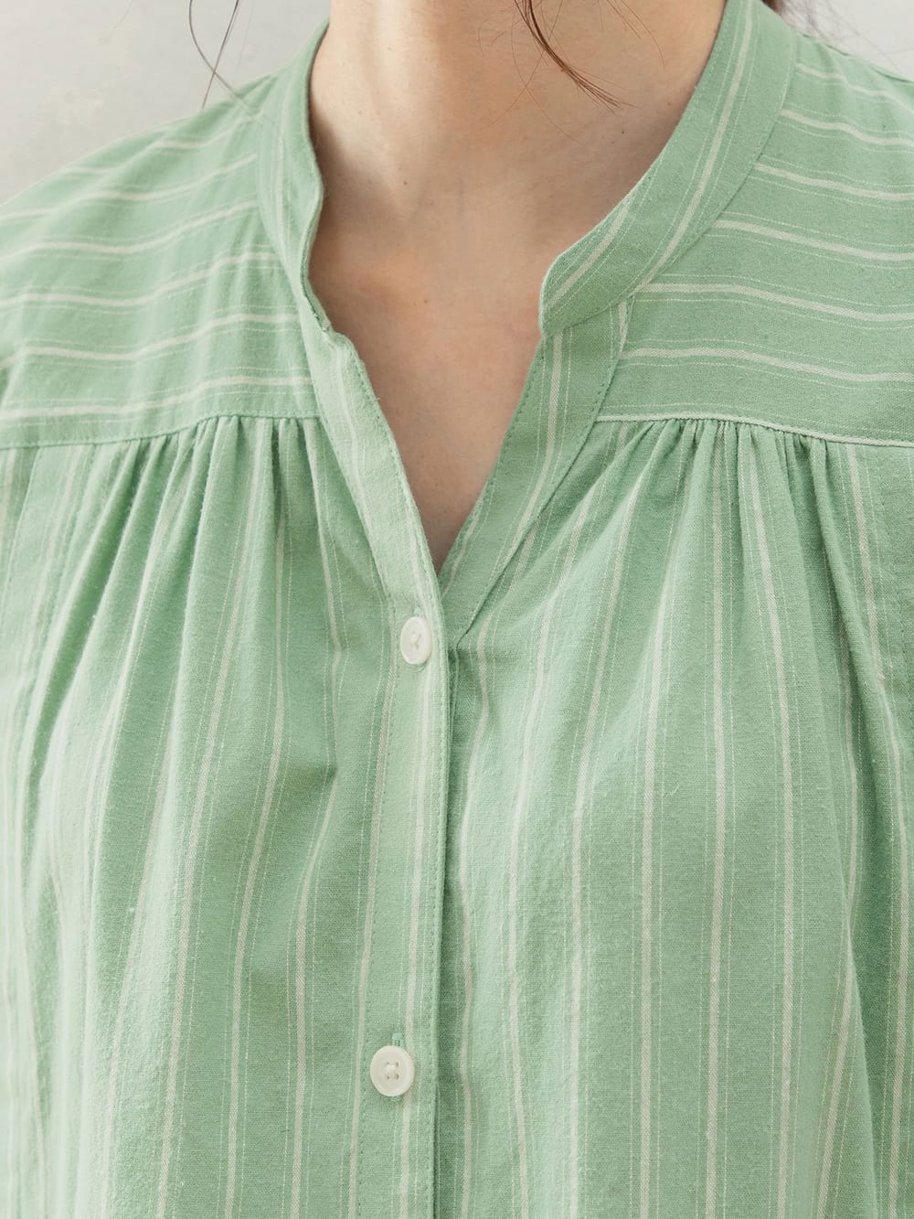 マタニティ パジャマ・ルームウェア|【授乳口付】ストライプ綿起毛ネグリジェ