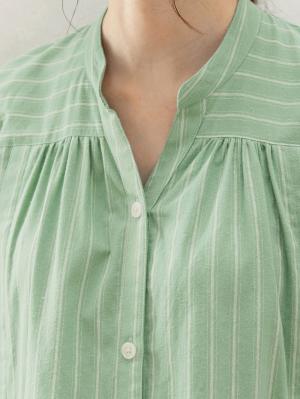 マタニティ パジャマ・ルームウェア|【授乳口付】ストライプ綿起毛ネグリジェ