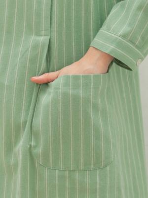 マタニティ パジャマ・ルームウェア|【授乳口付】ストライプ綿起毛ネグリジェ