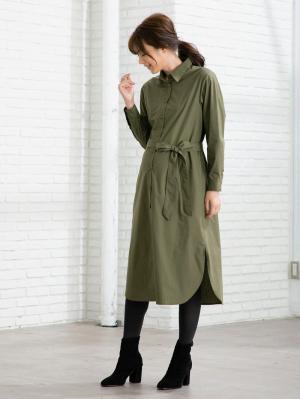 アウトレット|ロングシャツワンピース　マタニティ・授乳服【出産後も長く使える】|カーキ