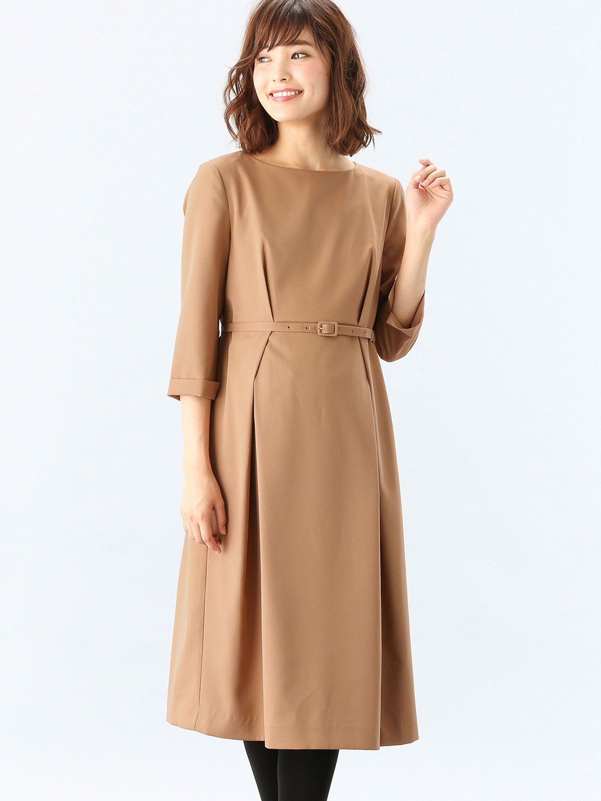 授乳口付 タックベルテッドワンピース マタニティ 授乳服の専門通販 エンジェリーベ おしゃれで機能的なマタニティ 授乳服が揃うエンジェリーベ マタニティインナーも豊富に取り扱ってます エンジェリーベ 公式オンラインショップ