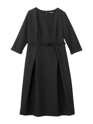 マタニティ ワンピース|タックベルテッドワンピース マタニティ・授乳服【出産後も長く使える】|ブラック