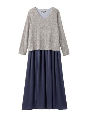 異素材コンビマキシワンピース マタニティ・授乳服 | マタニティ  