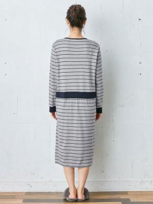 葉酸・妊婦サプリメント|mutti ei（ムッティアイ）【授乳口付】スムース先染めボーダーネグリジェ