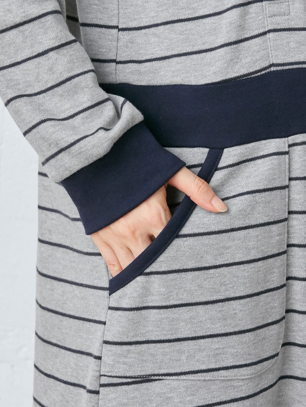 葉酸・妊婦サプリメント|mutti ei（ムッティアイ）【授乳口付】スムース先染めボーダーネグリジェ