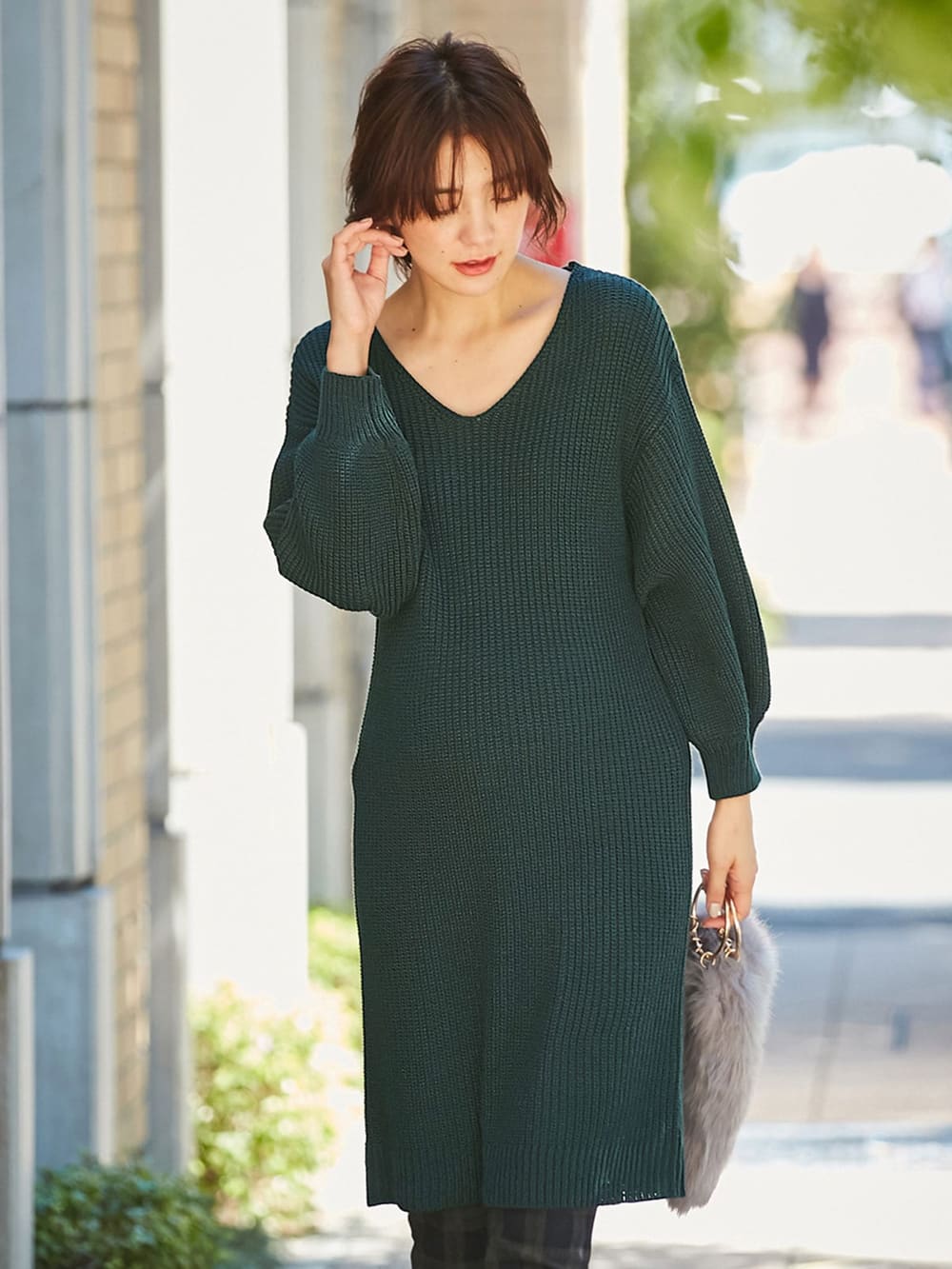 マタニティ ワンピース ボリュームスリーブ片畦編みvネックニットワンピース マタニティウェア 授乳服通販 エンジェリーベ 公式 マタニティ ワンピース ボリュームスリーブ片畦編みvネックニットワンピース マタニティウェア 授乳服通販 エンジェリーベ 公式