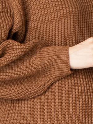 マタニティ ワンピース|ボリュームスリーブ片畦編みＶネックニットワンピース