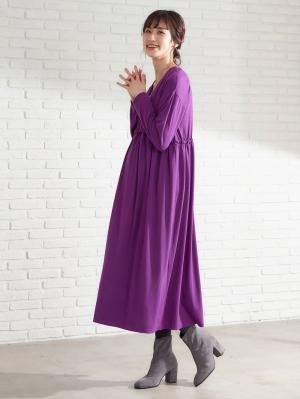 マタニティ ワンピース|カシュクールロングワンピース　マタニティ・授乳服【出産後も長く使える】|パープル