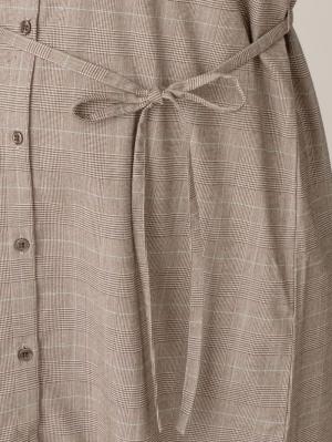 マタニティ ワンピース|グレンチェックストレッチシャツワンピース　マタニティ・授乳服【出産後も長く使える】