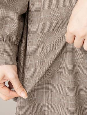 マタニティ ワンピース|グレンチェックストレッチシャツワンピース　マタニティ・授乳服【出産後も長く使える】