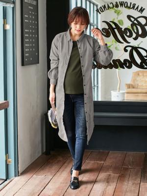 マタニティ ワンピース|グレンチェックストレッチシャツワンピース　マタニティ・授乳服【出産後も長く使える】