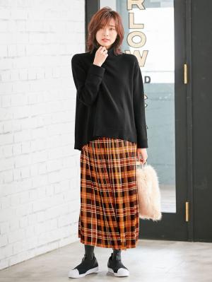 マタニティ スカート|【産前産後対応】チェックプリーツスカート【出産後も長く使える】