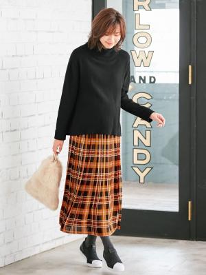 マタニティ スカート|【産前産後対応】チェックプリーツスカート【出産後も長く使える】