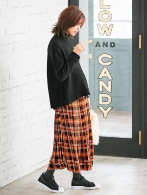 マタニティ スカート|【産前産後対応】チェックプリーツスカート【出産後も長く使える】