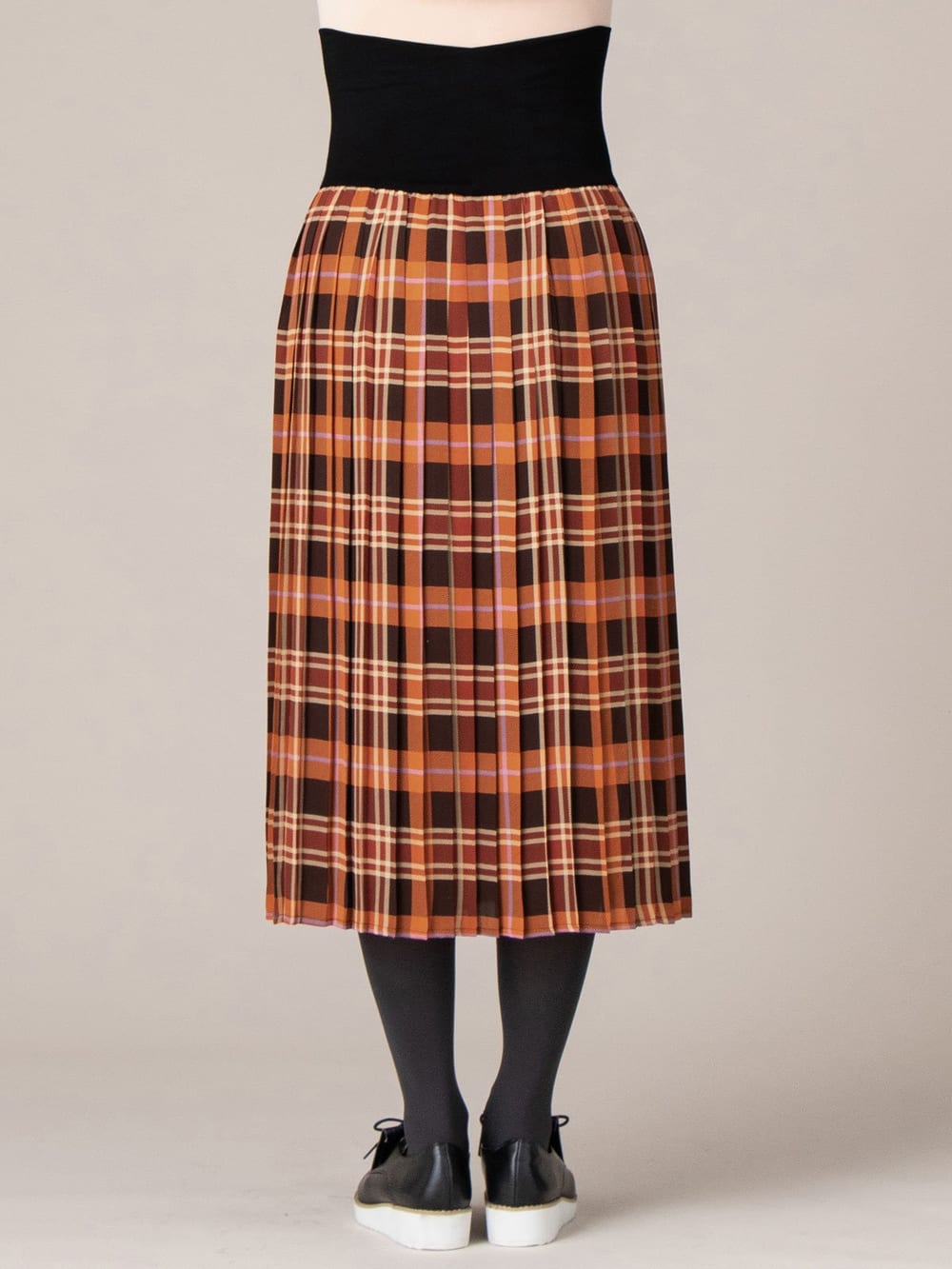 マタニティ スカート|【産前産後対応】チェックプリーツスカート【出産後も長く使える】