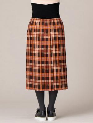マタニティ スカート|【産前産後対応】チェックプリーツスカート【出産後も長く使える】