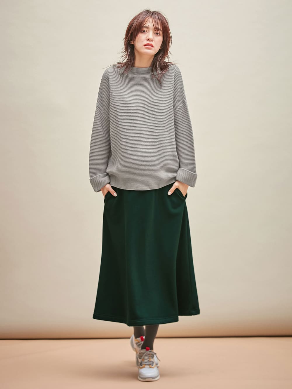 アウトレット|ウール混ハイネックニット　マタニティ・授乳服【出産後も長く使える】