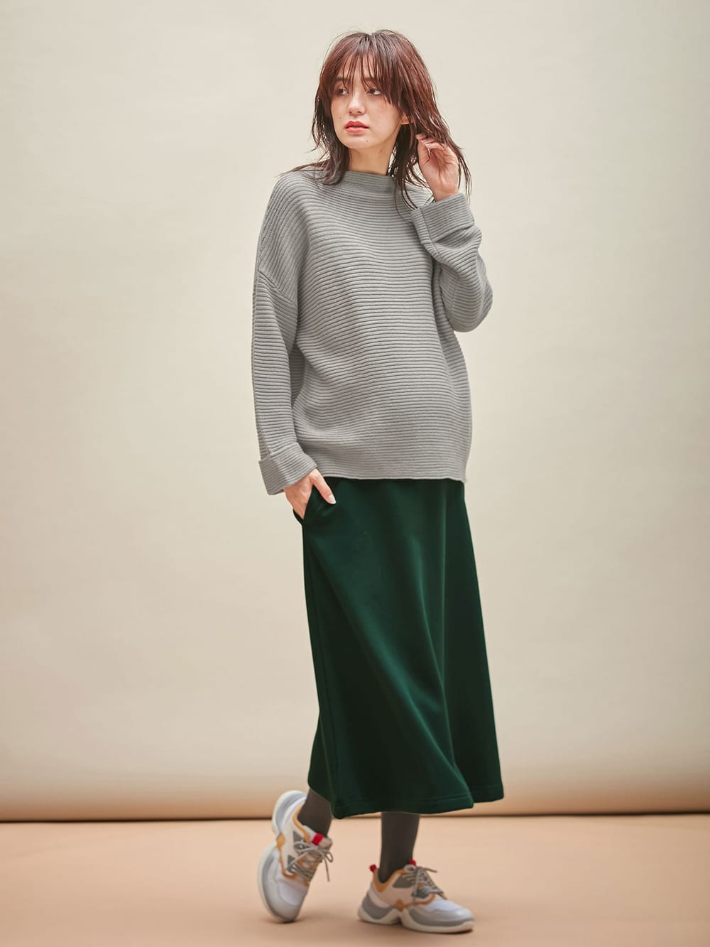 アウトレット|ウール混ハイネックニット　マタニティ・授乳服【出産後も長く使える】