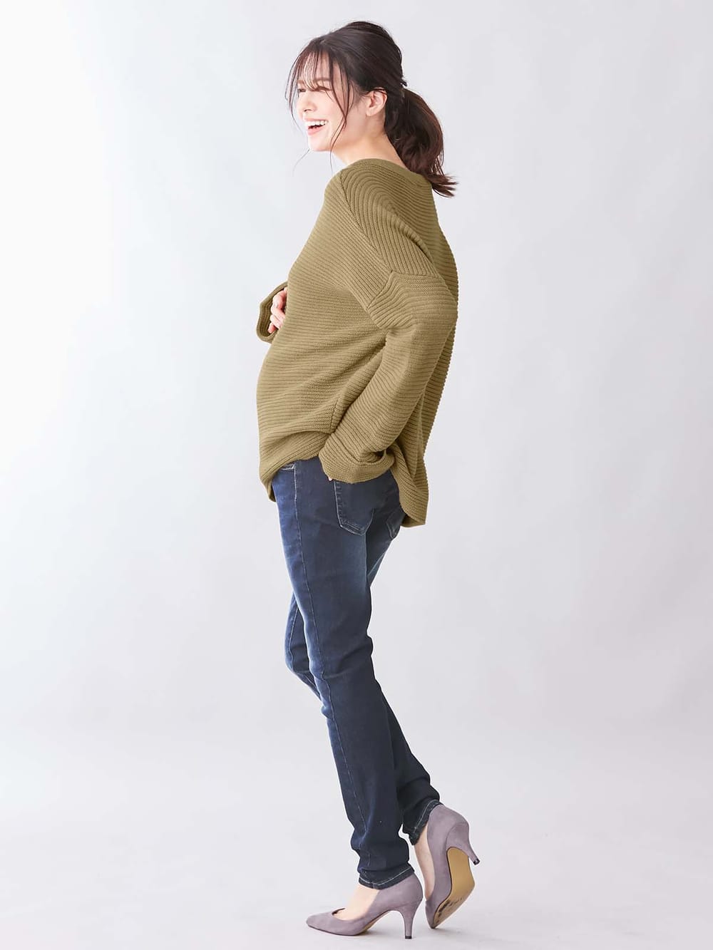 アウトレット|ウール混ハイネックニット　マタニティ・授乳服【出産後も長く使える】