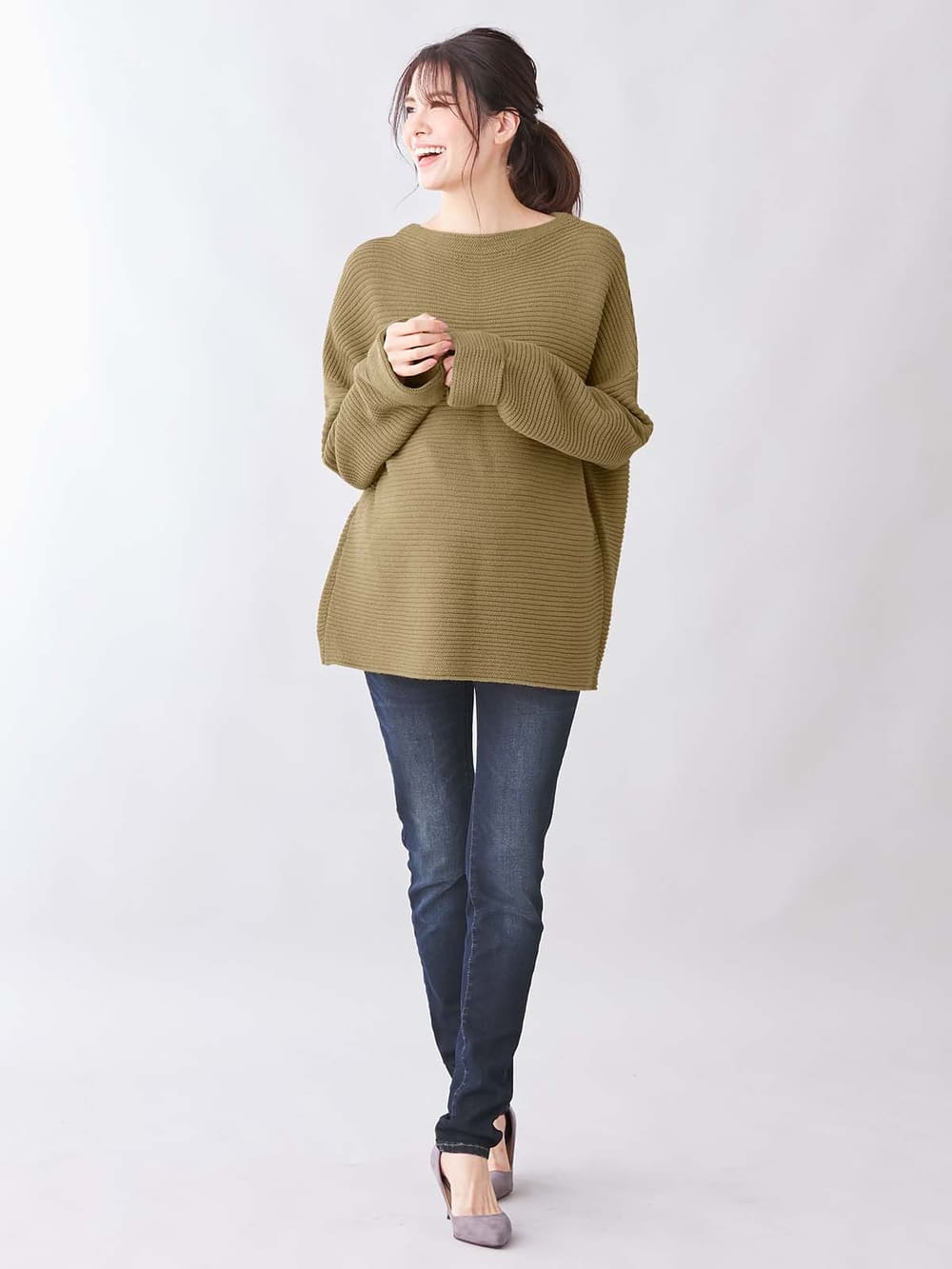 アウトレット|ウール混ハイネックニット　マタニティ・授乳服【出産後も長く使える】