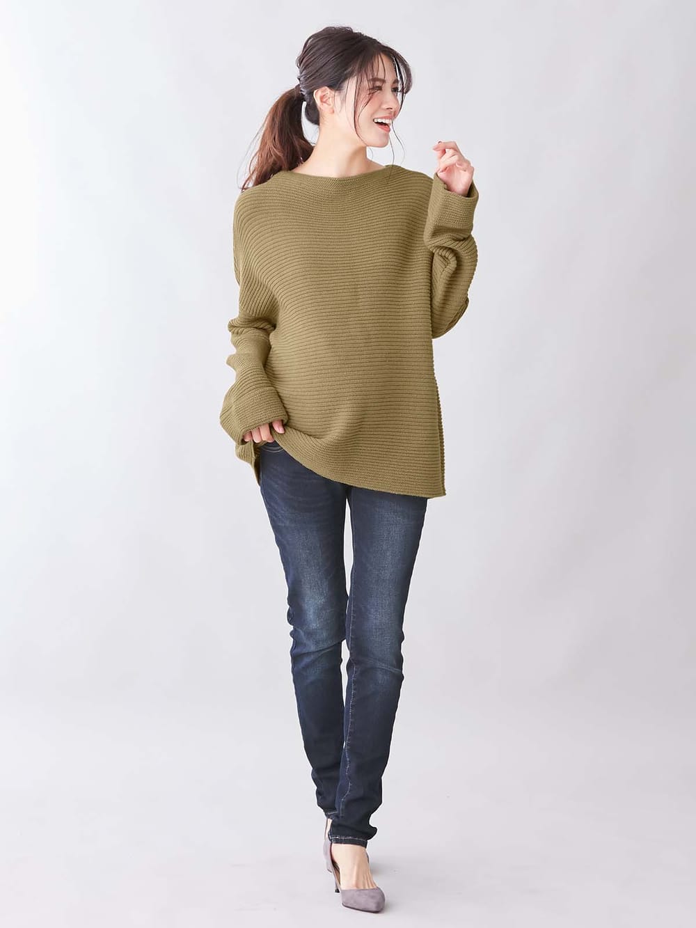 アウトレット|ウール混ハイネックニット　マタニティ・授乳服【出産後も長く使える】