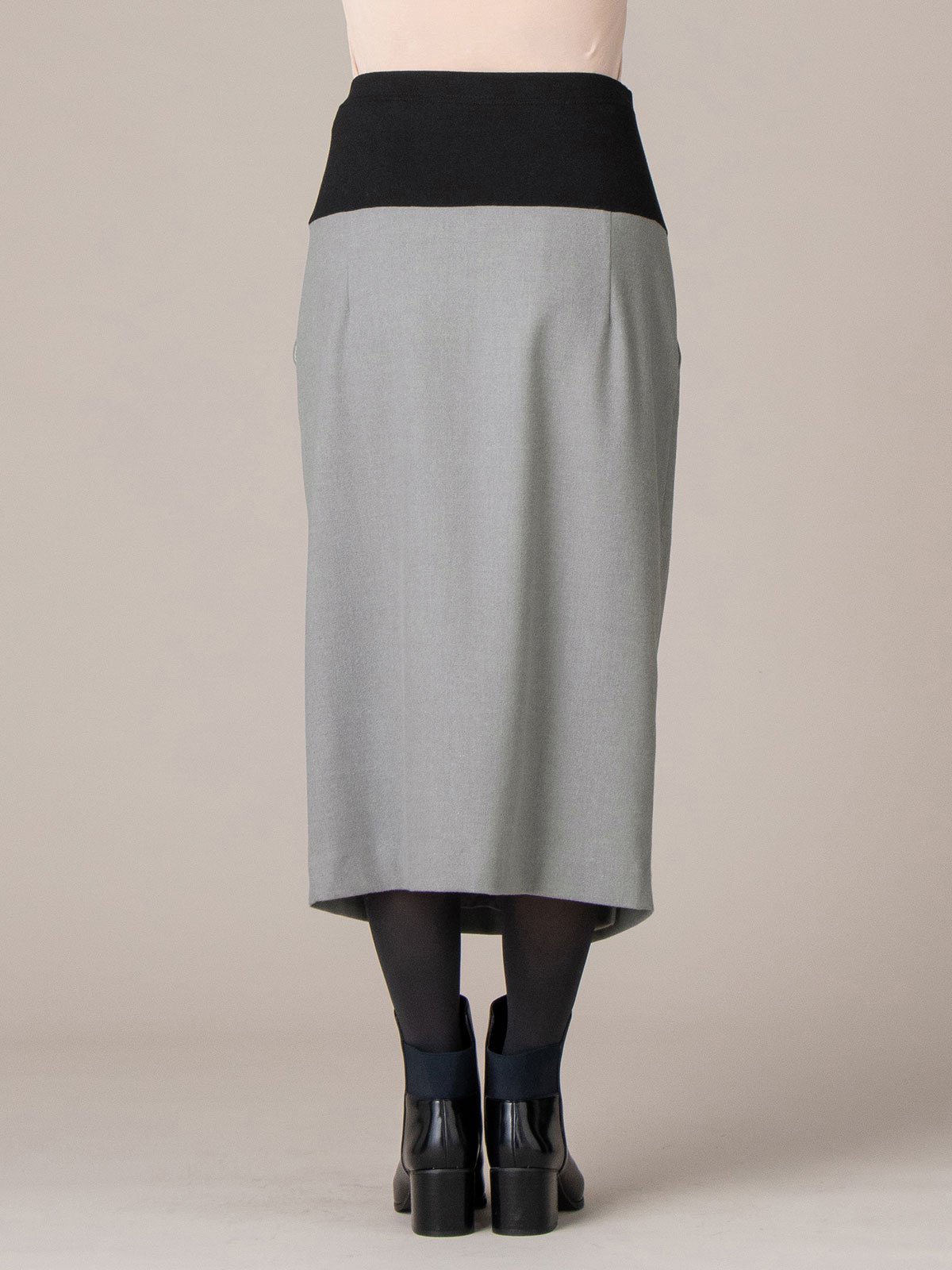 アウトレット|【産前産後対応】【あったか】ラップ風ミディアム丈Ｉラインスカート【出産後も長く使える】