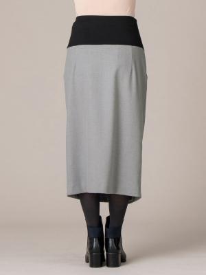 アウトレット|【産前産後対応】【あったか】ラップ風ミディアム丈Ｉラインスカート【出産後も長く使える】