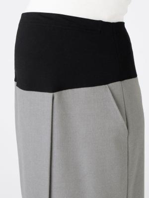 アウトレット|【産前産後対応】【あったか】ラップ風ミディアム丈Ｉラインスカート【出産後も長く使える】